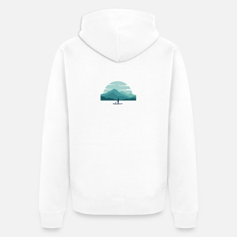 Paddleboard Aube sur les sommets - Veste à capuche bio Premium Unisexe - blanc