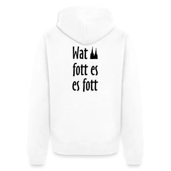 Wat fott es es fott - Köln Spruch Kölsche Sprüche - Unisex Premium Bio Zip Hoodie - Weiß - Hinten - Thijin (182cm)