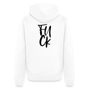 Fuck - Unisex Premium Bio Zip Hoodie - Weiß - Hinten - Thijin (182cm)