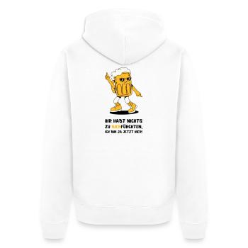 Ihr Habt Nichts Zu Bierfürchten - Unisex Premium Bio Zip Hoodie - Weiß - Hinten - Thijin (182cm)
