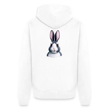 Rabbit - Not only at Easter - Unisex Premium Organic Zip Hoodie - white - Back - Thijin (182cm)