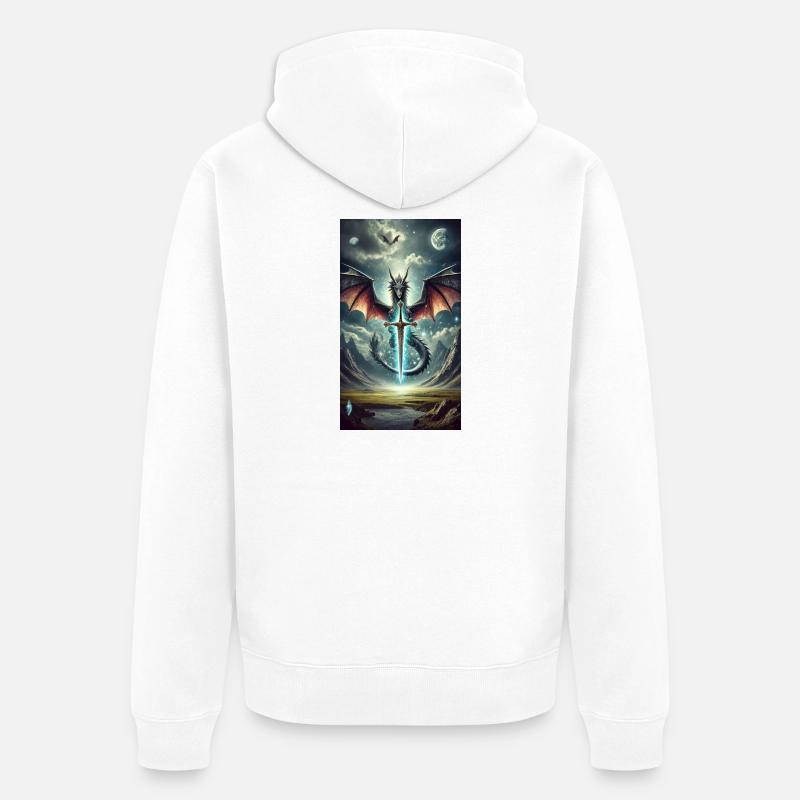 Dragon à l’épée céleste - Veste à capuche bio Premium Unisexe - blanc