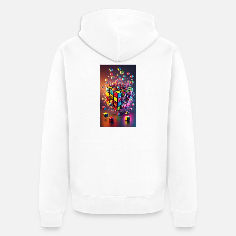 Cube d’explosion de couleur - Veste à capuche bio Premium Unisexe - blanc