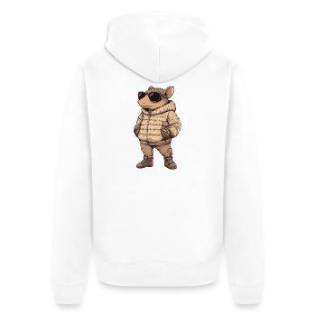 Gürteltier Cool Winter - Unisex Premium Bio Zip Hoodie - Weiß - Hinten - Thijin (182cm)
