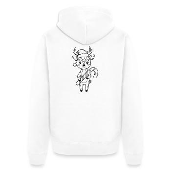 Cute Christmas Fawn Cartoon - Unisex Premium Organic Zip Hoodie - white - Back - Thijin (182cm)