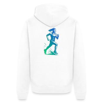 Minimalist running motif - Unisex Premium Organic Zip Hoodie - white - Back - Thijin (182cm)