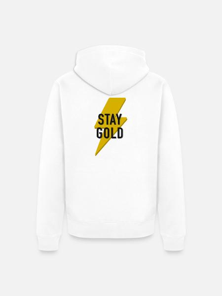 Stay Gold - Unisex Premium Organic Zip Hoodie - white