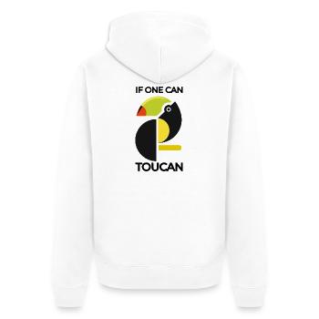 Block tukan Tropenfarben - Unisex Premium Bio Zip Hoodie - Weiß - Hinten - Thijin (182cm)