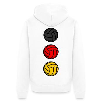 Deutschland Volleyball - Unisex Premium Bio Zip Hoodie - Weiß - Hinten - Thijin (182cm)