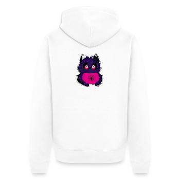 Lila Flauschkätzchen mit Spinnennetz - Unisex Premium Bio Zip Hoodie - Weiß - Hinten - Thijin (182cm)