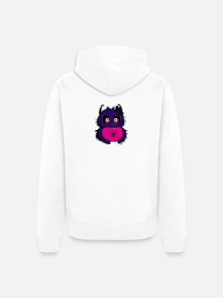 Lila Flauschkätzchen mit Spinnennetz - Unisex Premium Bio Zip Hoodie - Weiß