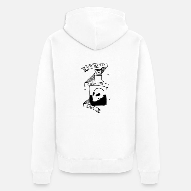 Flasche alien head - Unisex Premium Bio Zip Hoodie - Weiß