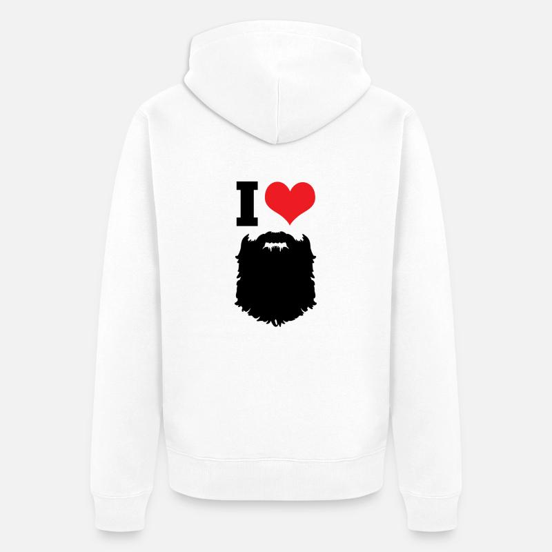 I Love Beards - Veste à capuche bio Premium Unisexe - blanc