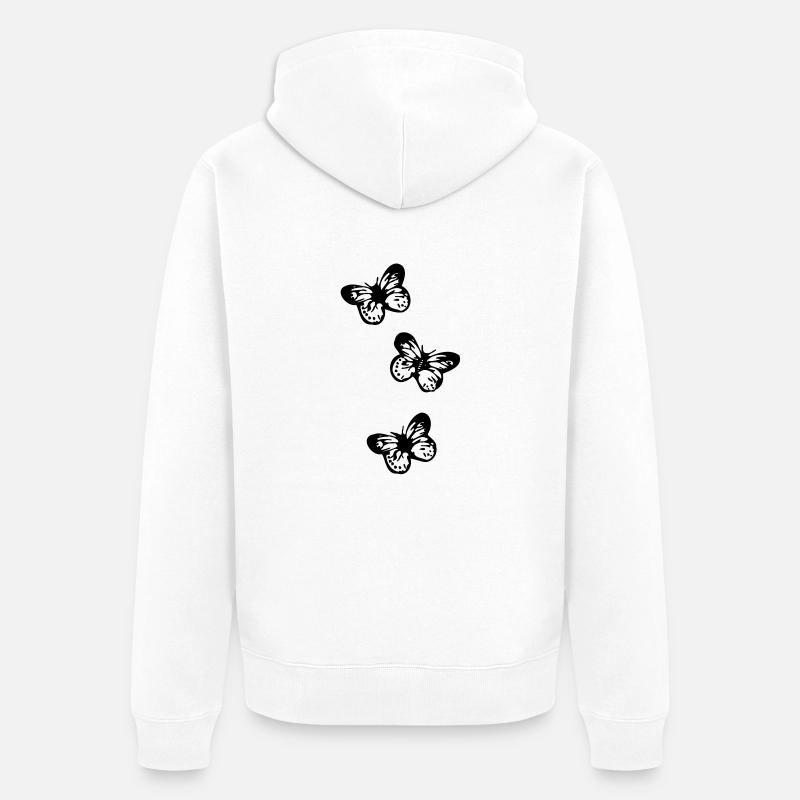papillon, papillons, - Veste à capuche bio Premium Unisexe - blanc