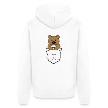teddy grizzly baer baerchen suess baby kind kusche - Unisex Premium Bio Zip Hoodie - Weiß - Hinten - Thijin (182cm)