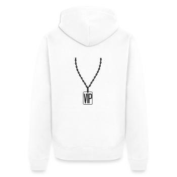 halskette vip very important person wichtig promin - Unisex Premium Bio Zip Hoodie - Weiß - Hinten - Thijin (182cm)