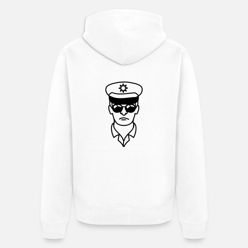 Cool Polizei Mann Gesicht Kopf - Unisex Premium Bio Zip Hoodie - Weiß