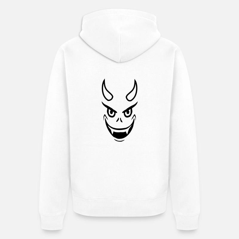 Face Evil Devil Design - Veste à capuche bio Premium Unisexe - blanc