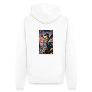Drachen 4 - Unisex Premium Bio Zip Hoodie - Weiß - Hinten - Thijin (182cm)
