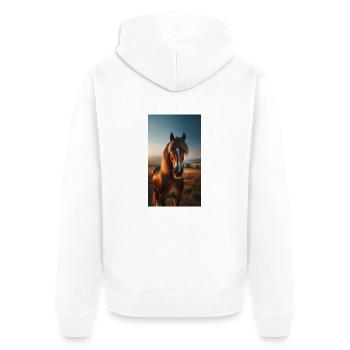 Pferd - Unisex Premium Bio Zip Hoodie - Weiß - Hinten - Thijin (182cm)