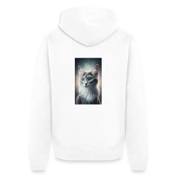 Katze - Unisex Premium Bio Zip Hoodie - Weiß - Hinten - Thijin (182cm)