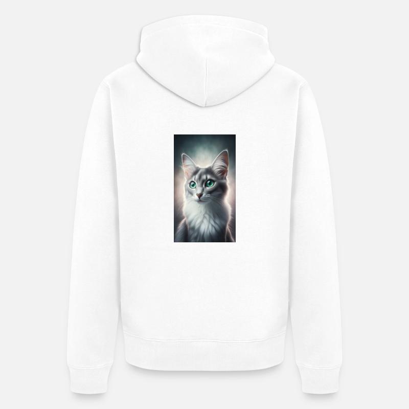 Chat - Veste à capuche bio Premium Unisexe - blanc