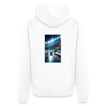 hockey - stick and puck - Unisex Premium Organic Zip Hoodie - white - Back - Thijin (182cm)