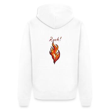 Rock Fire & Flame - Unisex Premium Organic Zip Hoodie - white - Back - Thijin (182cm)