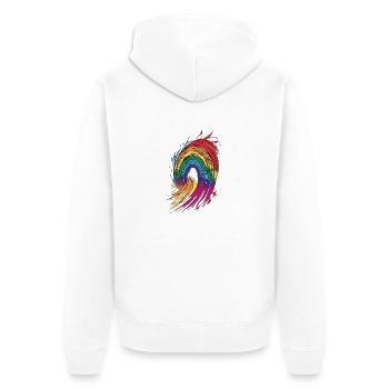 Regenbogen - Unisex Premium Bio Zip Hoodie - Weiß - Hinten - Thijin (182cm)