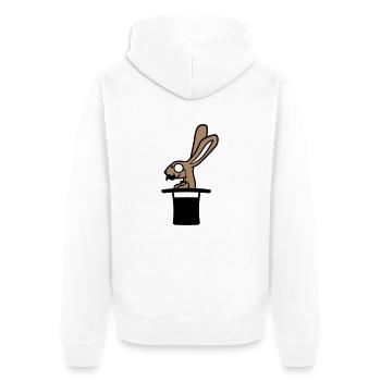 Sir Rabbit Monocle Glasses Beard Top Hat Wizard - Unisex Premium Organic Zip Hoodie - white - Back - Thijin (182cm)