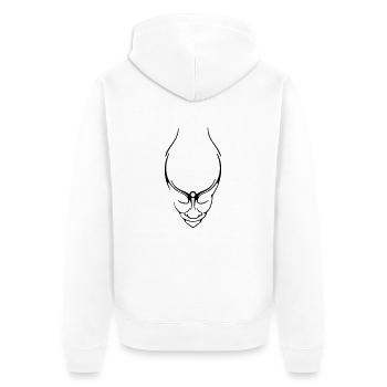 Gnom, - Unisex Premium Bio Zip Hoodie - Weiß - Hinten - Thijin (182cm)