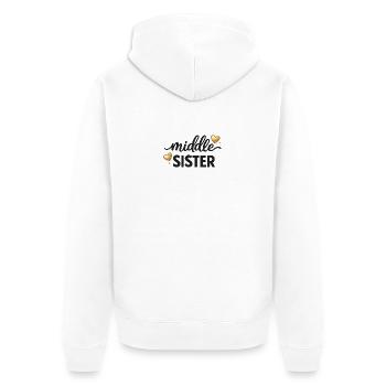 Middle Sister Shirt Mittlere Geschwisteroutfit - Unisex Premium Bio Zip Hoodie - Weiß - Hinten - Thijin (182cm)