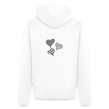 Herze in Schwarz Weiß - Unisex Premium Bio Zip Hoodie - Weiß - Hinten - Thijin (182cm)