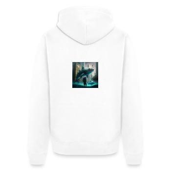 Wenn fische Vögel währen - Unisex Premium Bio Zip Hoodie - Weiß - Hinten - Thijin (182cm)