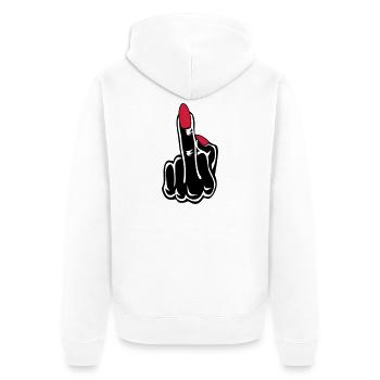 Stinkefinger Middle Finger rote Naegel 2c - Unisex Premium Bio Zip Hoodie - Weiß - Hinten - Thijin (182cm)
