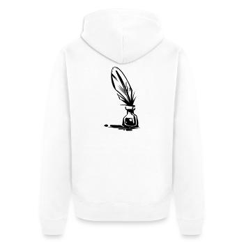 Tintenfass und Feder Design - Unisex Premium Bio Zip Hoodie - Weiß - Hinten - Thijin (182cm)