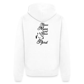 Klasse Mann - Rassepferd Geschenk - Unisex Premium Bio Zip Hoodie - Weiß - Hinten - Thijin (182cm)