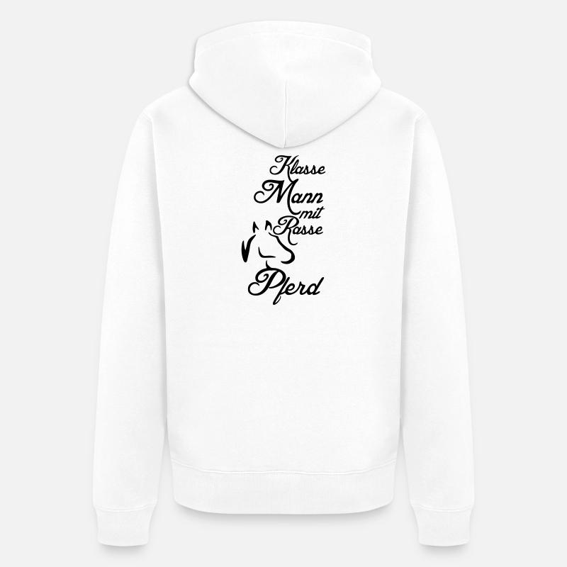 Klasse Mann - Rassepferd Geschenk - Unisex Premium Bio Zip Hoodie - Weiß