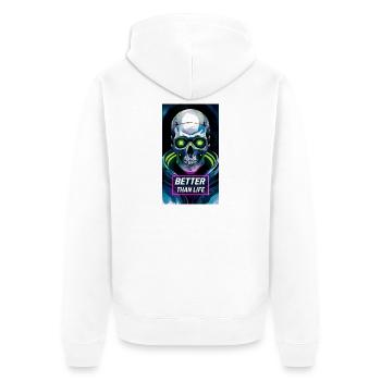 Schädel - Unisex Premium Bio Zip Hoodie - Weiß - Hinten - Thijin (182cm)
