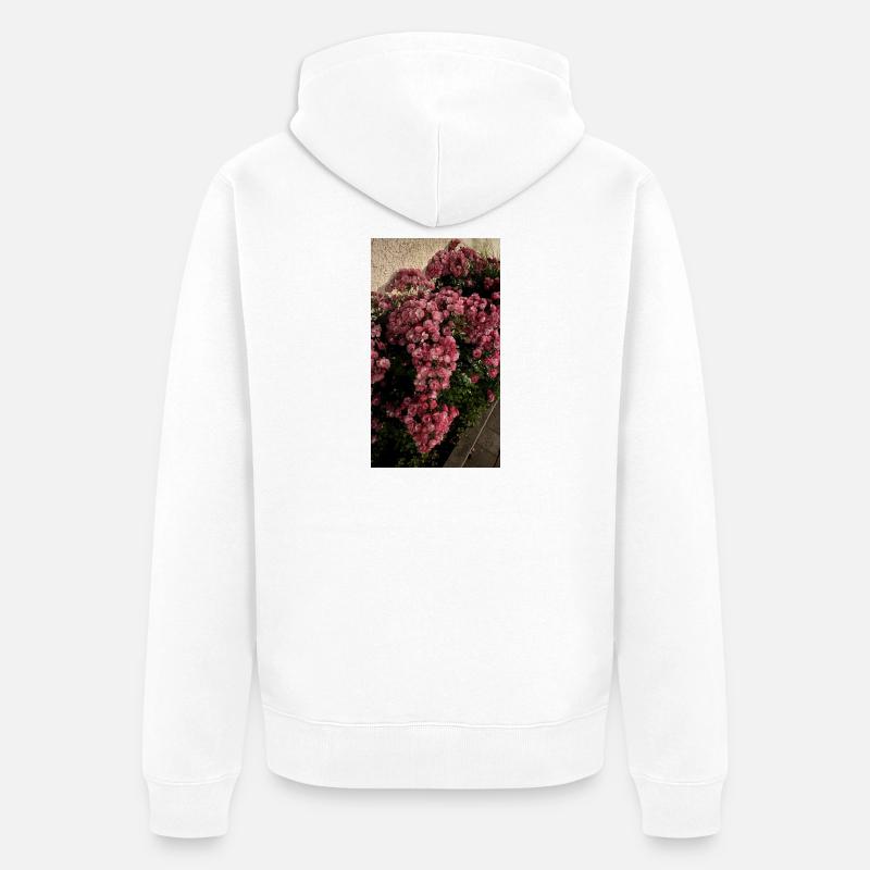 Fleur de rose dans le jardin - Veste à capuche bio Premium Unisexe - blanc