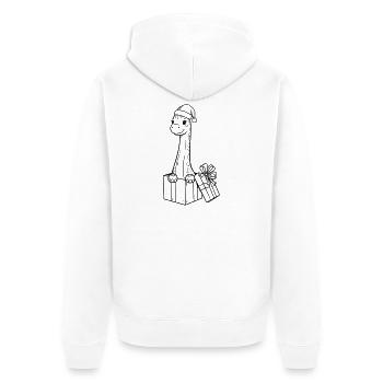 Weihnachts-Giraffe mit Geschenken Illustration - Unisex Premium Bio Zip Hoodie - Weiß - Hinten - Thijin (182cm)