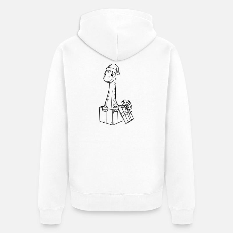 Weihnachts-Giraffe mit Geschenken Illustration - Unisex Premium Bio Zip Hoodie - Weiß