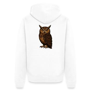 Braune Eulenblick - Unisex Premium Bio Zip Hoodie - Weiß - Hinten - Thijin (182cm)