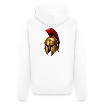 Spartanischer Ritterhelm - Unisex Premium Bio Zip Hoodie - Weiß - Hinten - Thijin (182cm)