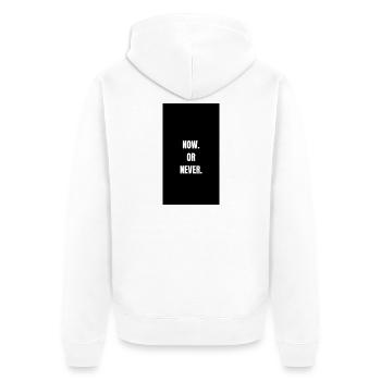 Jetzt Oder Nie - Starke Typo - Unisex Premium Bio Zip Hoodie - Weiß - Hinten - Thijin (182cm)