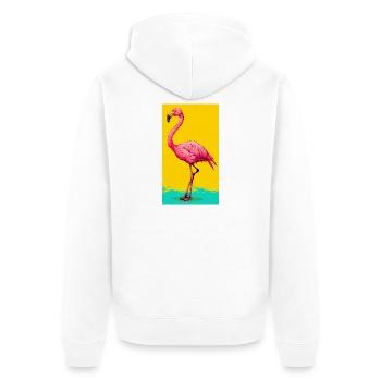 Flamingo - Unisex Premium Bio Zip Hoodie - Weiß - Hinten - Thijin (182cm)