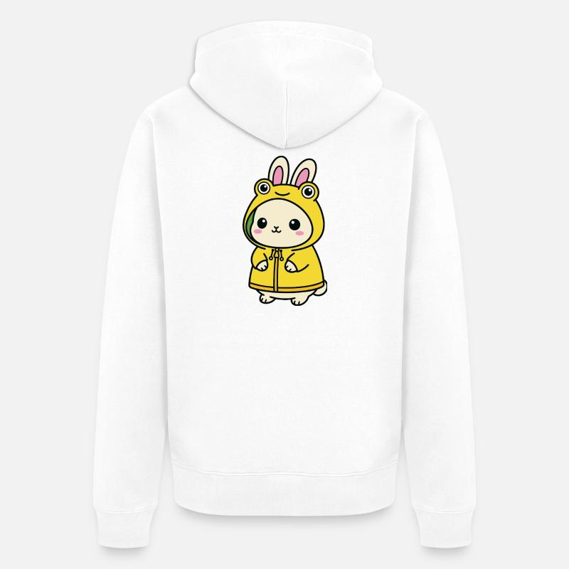 Lapin Kawaii en imperméable - Veste à capuche bio Premium Unisexe - blanc