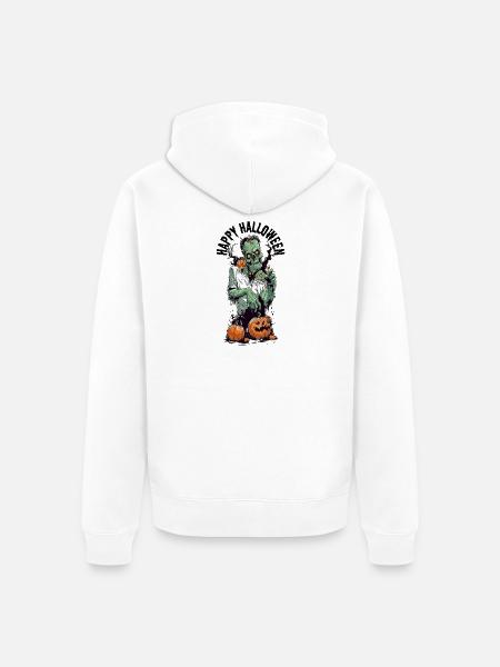 Happy Halloween Grünes Zombie Monster - Unisex Premium Bio Zip Hoodie - Weiß
