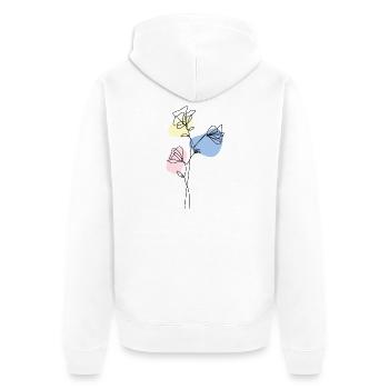 Fleurs délicates au trait avec pastel - Veste à capuche bio Premium Unisexe - blanc - Dos - Thijin (182cm)