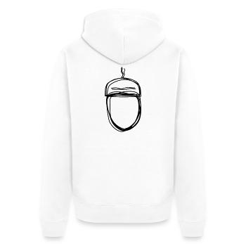 Eichel handgezeichnet - Unisex Premium Bio Zip Hoodie - Weiß - Hinten - Thijin (182cm)